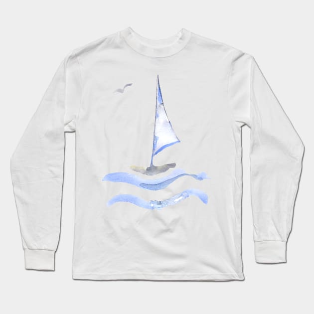 sailboat Long Sleeve T-Shirt by ArtKsenia